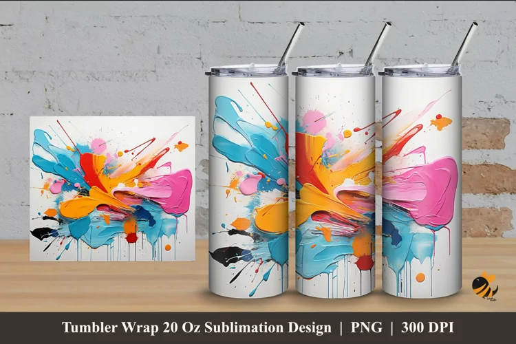Splash Paint Tumbler Wrap Sublimation Design 4