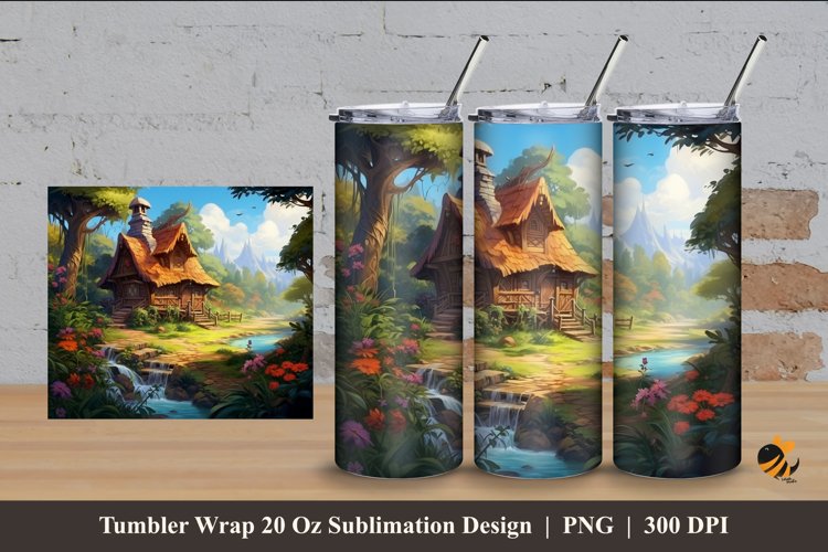 Dwarf House Tumbler Wrap Sublimation Design 4