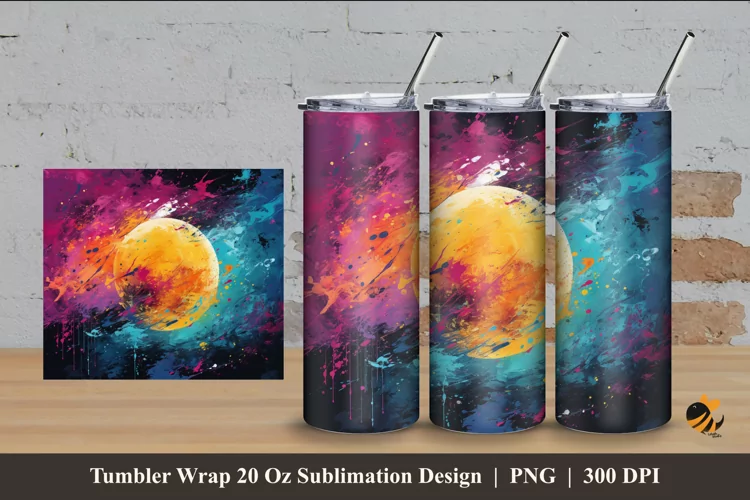 Painting Space Tumbler Wrap Sublimation Design 4