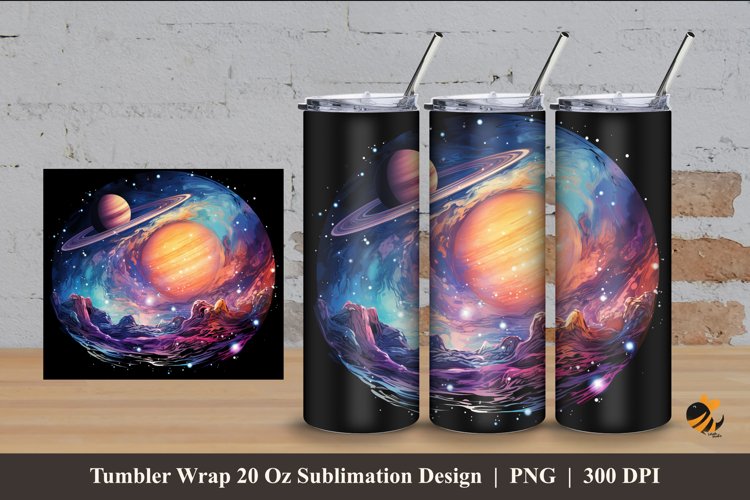Colorful Space Tumbler Wrap Sublimation Design 4