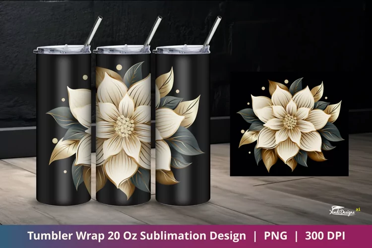 Luxury Flower Tumbler Wrap Sublimation Design 4
