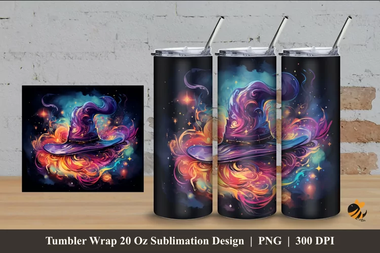 Magician Hat Tumbler Wrap Sublimation Design 4