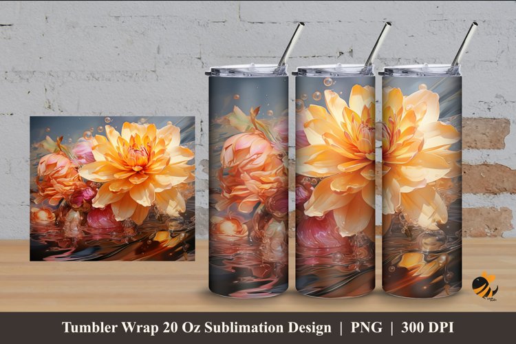 Garden Flowers Tumbler Wrap Sublimation Design 4 example image 1