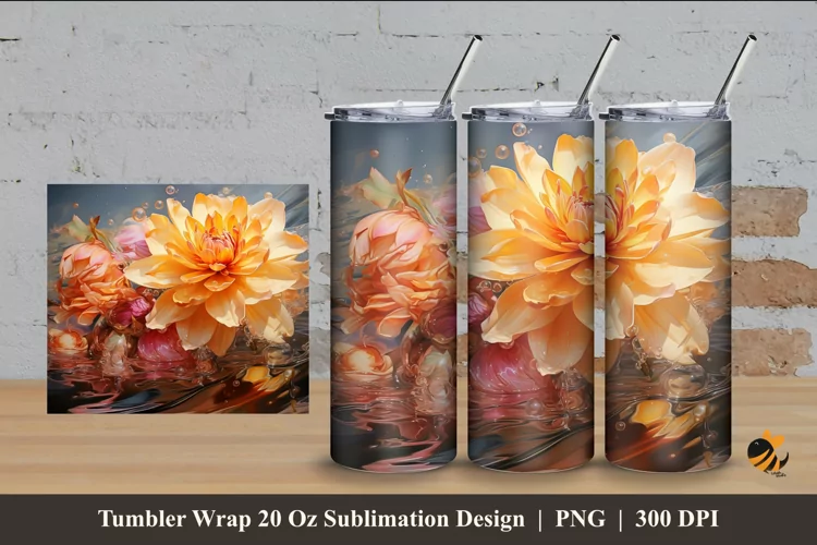 Garden Flowers Tumbler Wrap Sublimation Design 4