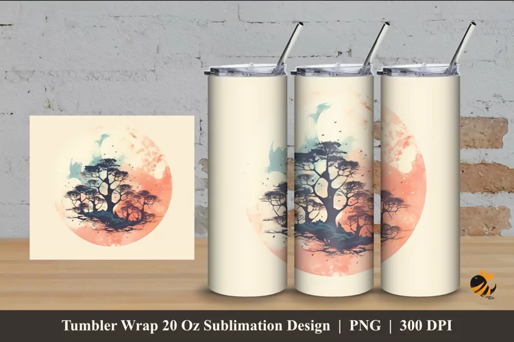 Lunar Circle Tumbler Wrap Sublimation Design 4