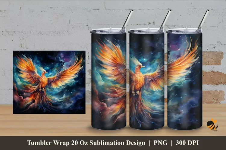 Phoenix Illution Tumbler Wrap Sublimation Design 4