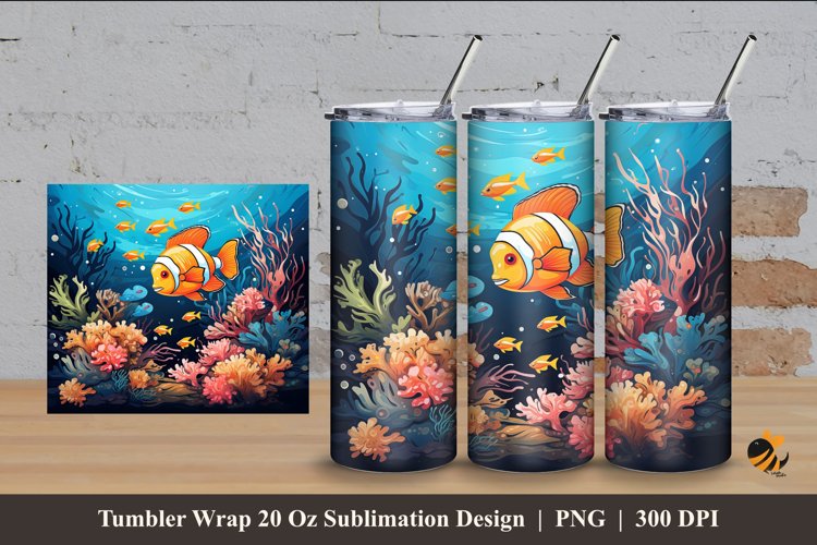 Sea Animals Tumbler Wrap Sublimation Design 4