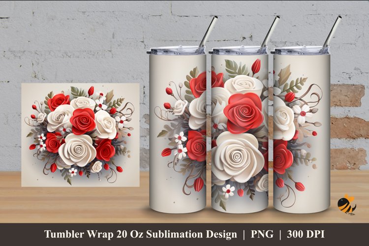 Bounty Flower Tumbler Wrap Sublimation Design 4 example image 1
