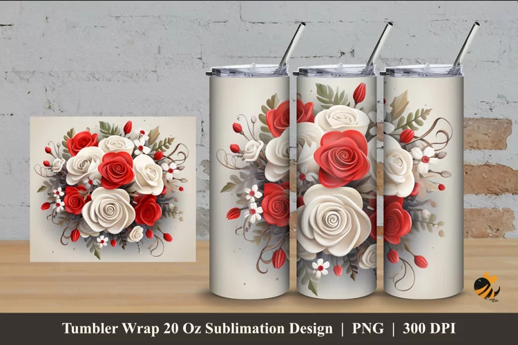 Bounty Flower Tumbler Wrap Sublimation Design 4