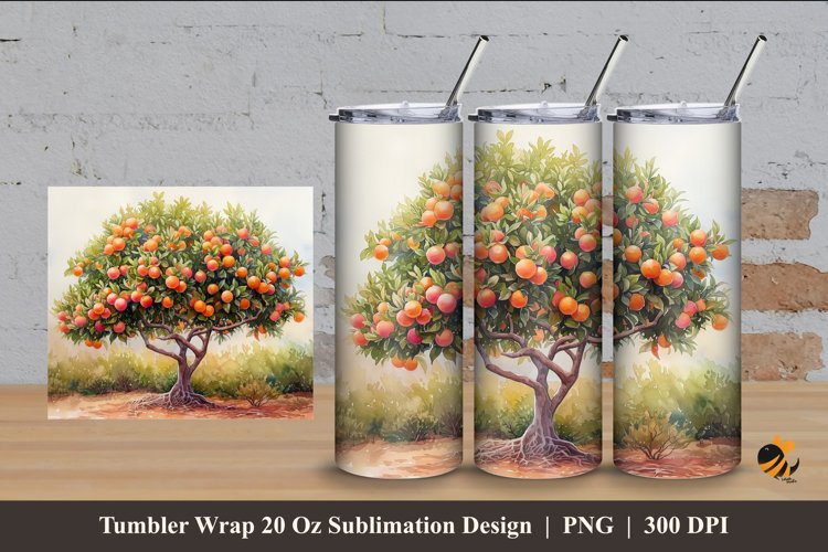 Fruit Tree Tumbler Wrap Sublimation Design 4 example image 1
