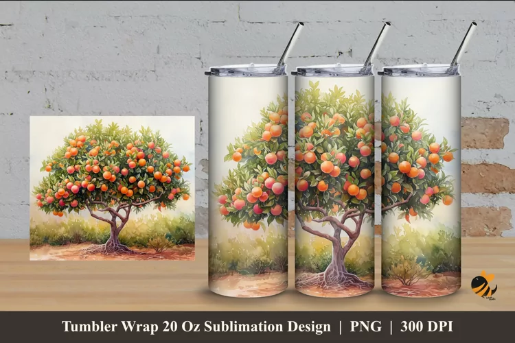 Fruit Tree Tumbler Wrap Sublimation Design 4