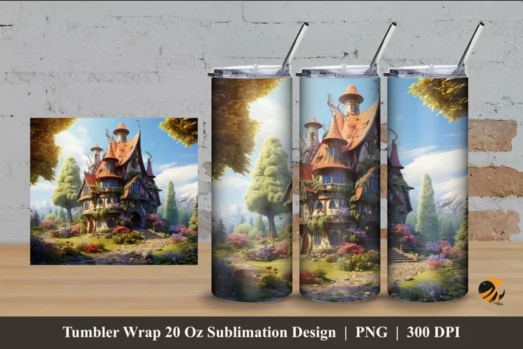Fantasy House Tumbler Wrap Sublimation Design 4