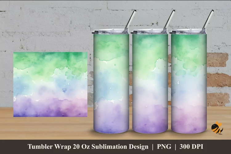 Watercolor Calm Tumbler Wrap Sublimation Design 4
