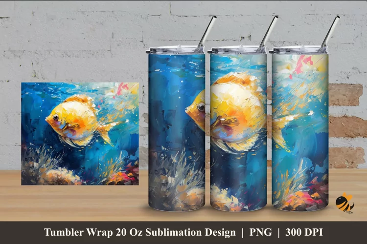 Moonfish Abstract Tumbler Wrap Sublimation Design 4