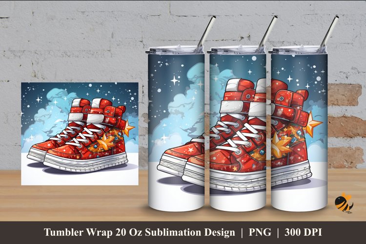 Winter Footwear Tumbler Wrap Sublimation Design 4 example image 1