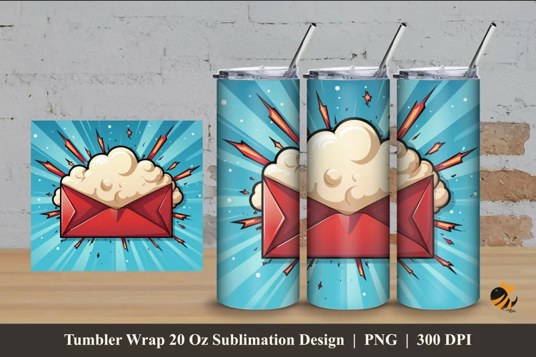 Vintage Envelope Tumbler Wrap Sublimation Design 4
