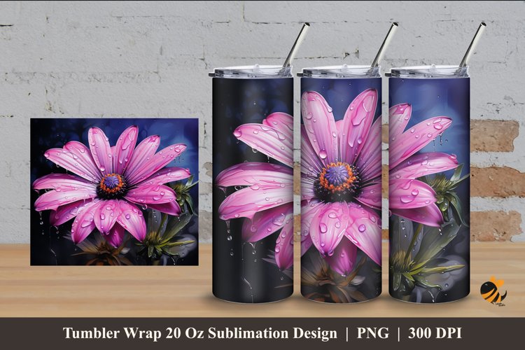 African Daisy Tumbler Wrap Sublimation Design 4 example image 1