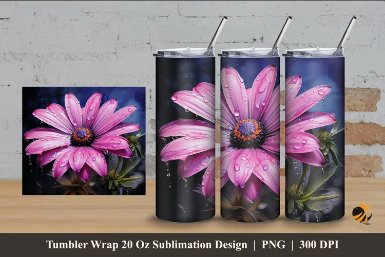 African Daisy Tumbler Wrap Sublimation Design 4