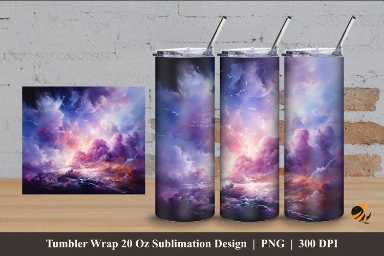 Lightning Cloud Tumbler Wrap Sublimation Design 4