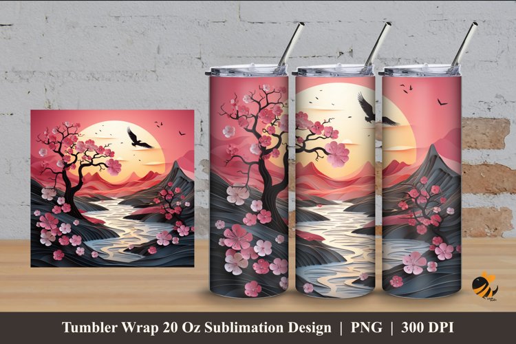 Beauty Sunrise Tumbler Wrap Sublimation Design 4 example image 1