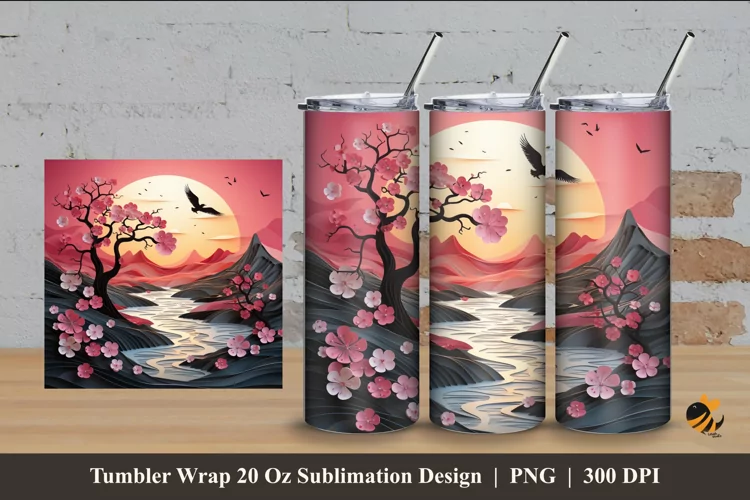 Beauty Sunrise Tumbler Wrap Sublimation Design 4
