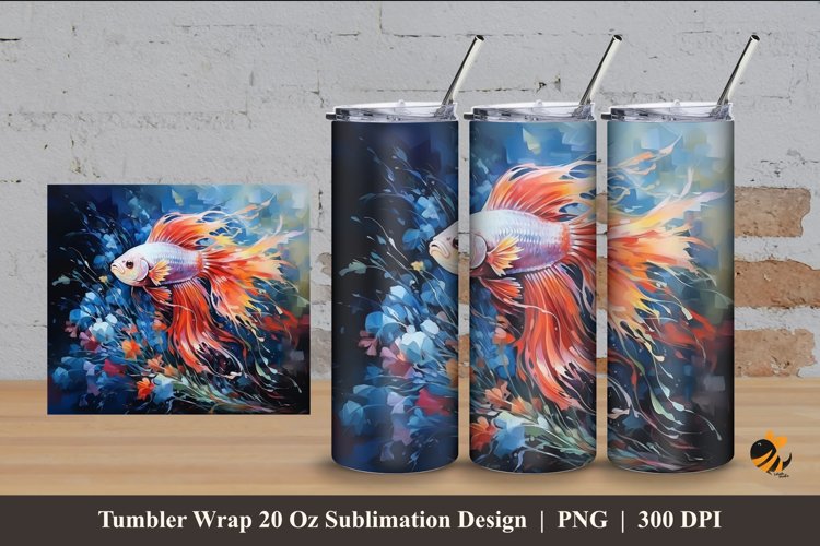 Betta Aquarium Tumbler Wrap Sublimation Design 4