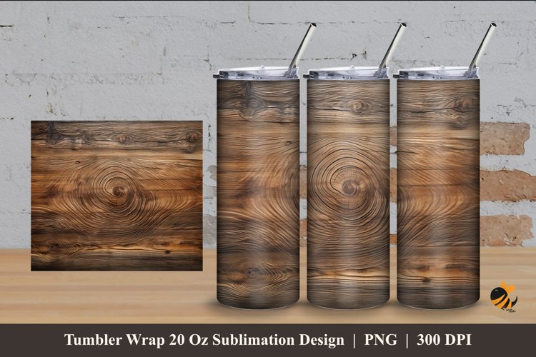 Brown Wood Tumbler Wrap Sublimation Design 4
