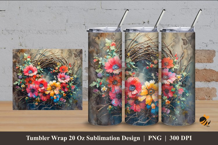 Flower Arrangement Tumbler Wrap Sublimation Design 4