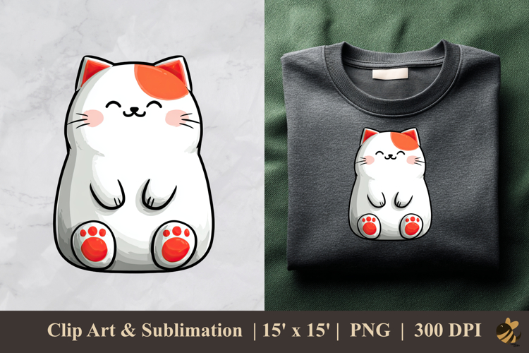 Cute Fat Cat DTF Sublimation Clipart Design 4