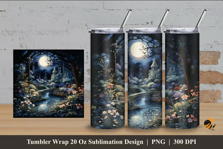 Fantasy Garden Tumbler Wrap Sublimation Design 4