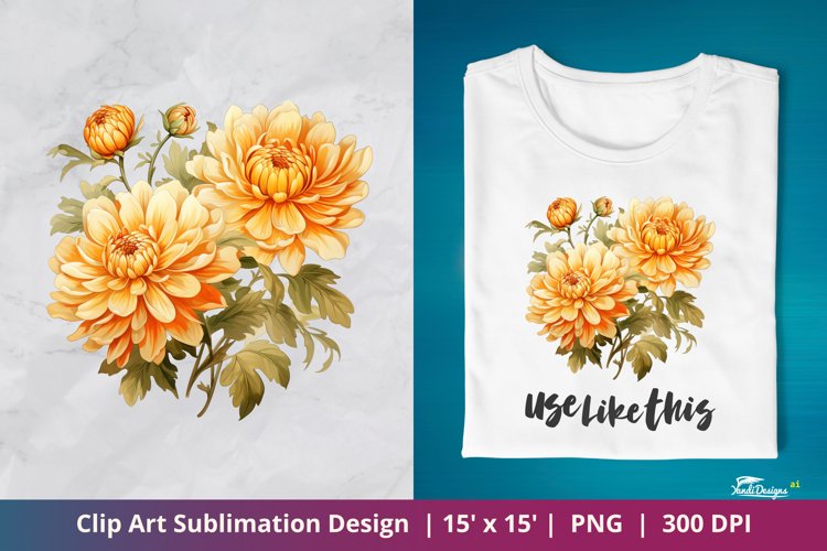 Chrysanthemum Flower Clip Art Sublimation 4