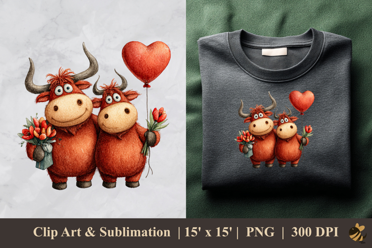 Sweet Buffalo Love DTF Sublimation Clipart Design 4