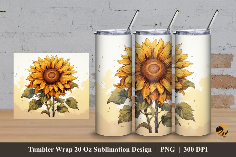Wild Sunflower Tumbler Wrap Sublimation Design 4