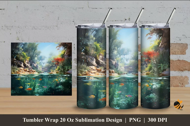 Natural Depth Tumbler Wrap Sublimation Design 4