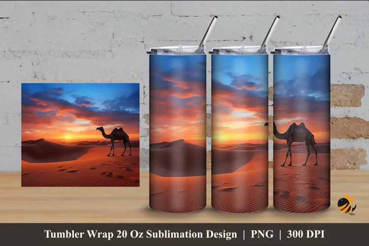 The Camel Tumbler Wrap Sublimation Design 4