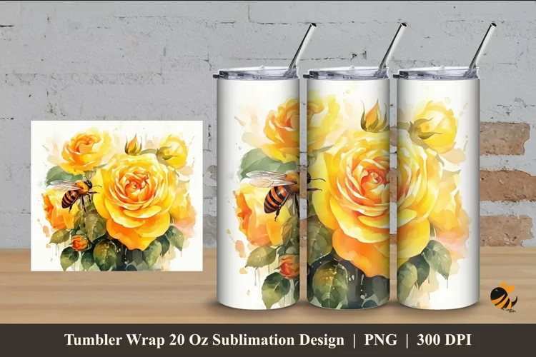 Sweet Rose Tumbler Wrap Sublimation Design 4