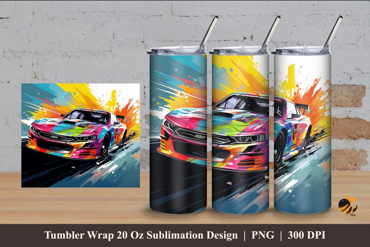 Racing Car Tumbler Wrap Sublimation Design 4