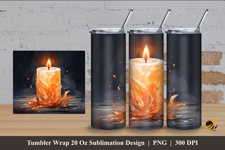 Valentine Candle Tumbler Wrap Sublimation Design 4 example image 1