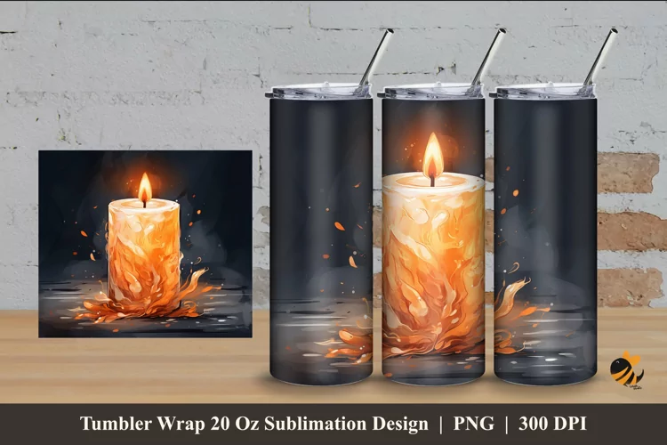 Valentine Candle Tumbler Wrap Sublimation Design 4