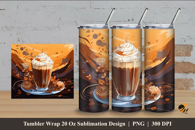 Chocolate Drink Tumbler Wrap Sublimation Design 4