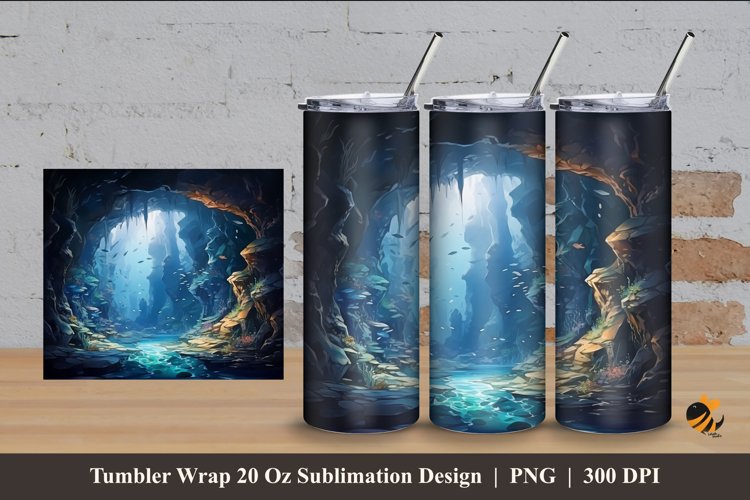 Beautiful Ocean Tumbler Wrap Sublimation Design 4