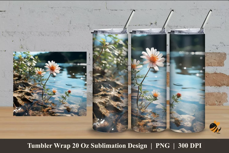 Nature Bloom Tumbler Wrap Sublimation Design 4