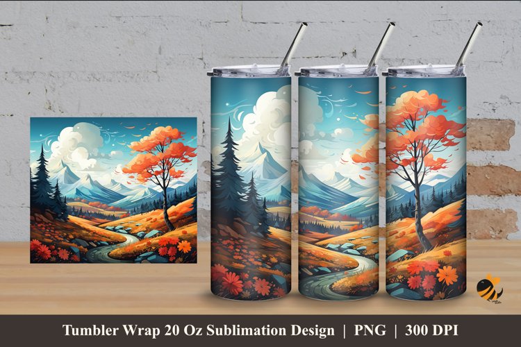 Vibrant Hill Tumbler Wrap Sublimation Design 4