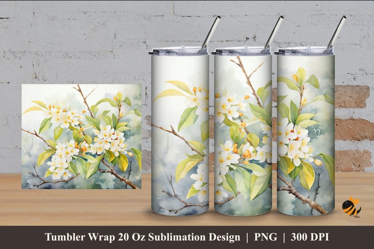 Osmanthus Flower Tumbler Wrap Sublimation Design 4 example image 1