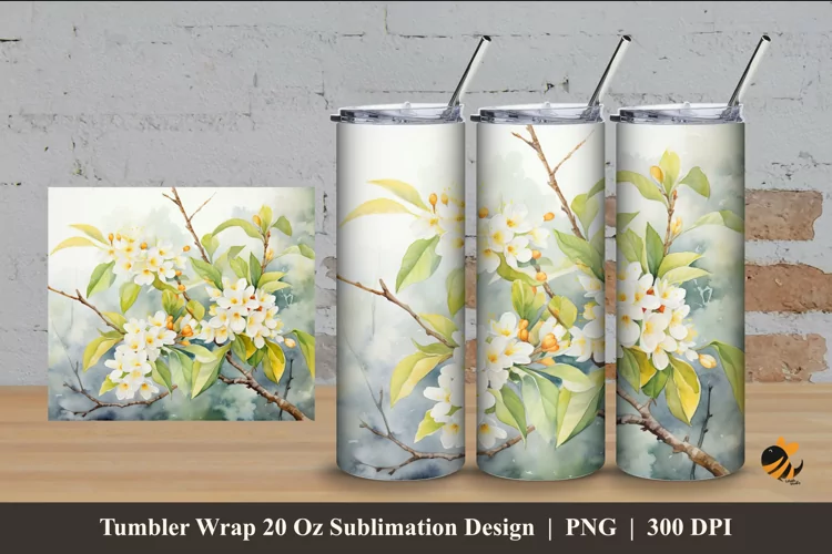 Osmanthus Flower Tumbler Wrap Sublimation Design 4