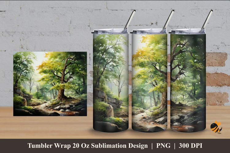 Greenish Tumbler Wrap Sublimation Design 4 example image 1