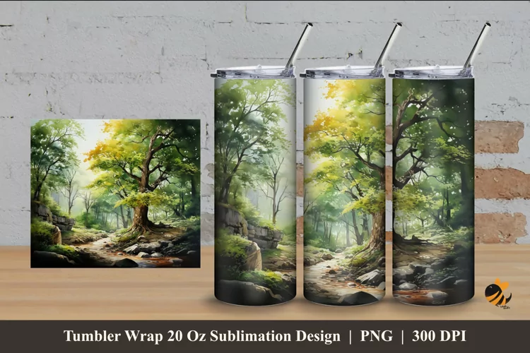 Greenish Tumbler Wrap Sublimation Design 4