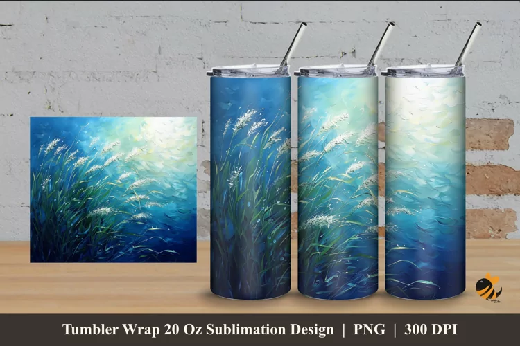 Posidonia Oceanica Tumbler Wrap Sublimation Design 4