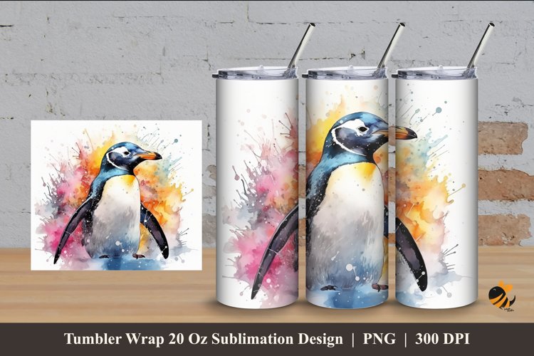 Penguin Art Tumbler Wrap Sublimation Design 4