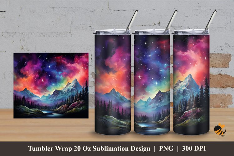 Mountain Panoramic Tumbler Wrap Sublimation Design 4